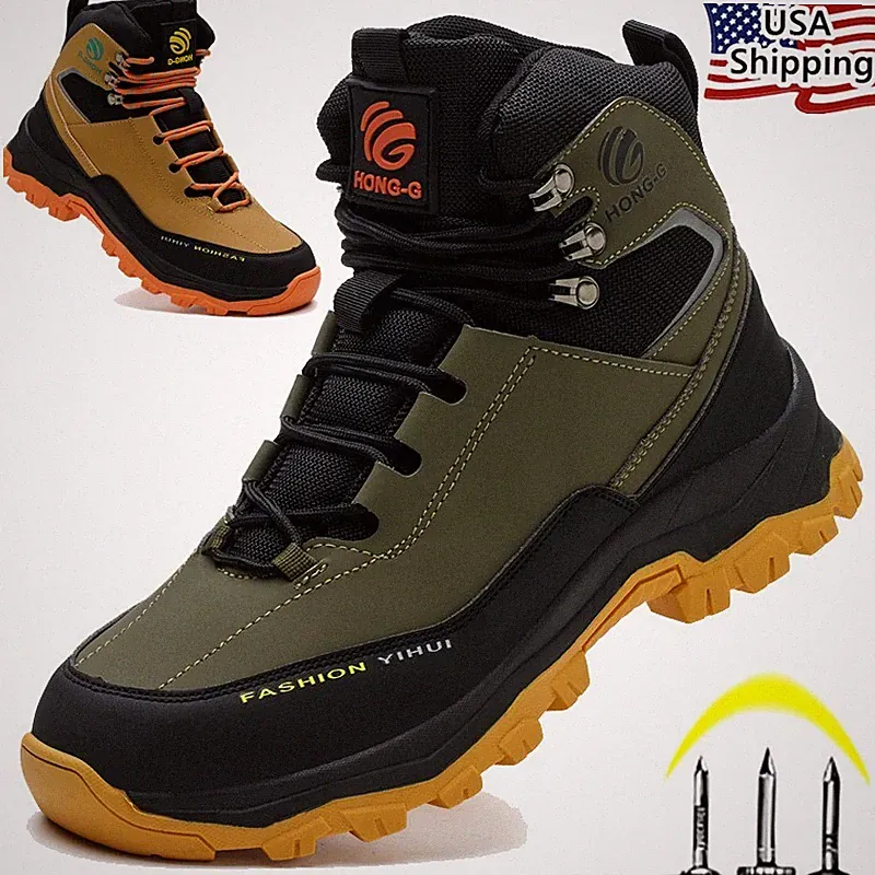 Work Boots Mens Hiking Steel Toe Shoes Safety Shoes Botas De Trabajo Para Hombre