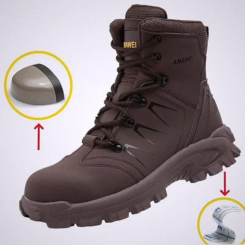Work Safety Shoes for Men Protective Trekking Sneaker Anti-Puncture Hiking Boots