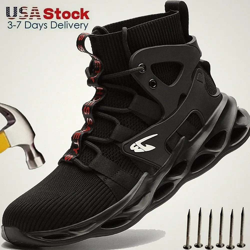 Work Shoes Safety Shoes Men's Steel Toe Work Boots Breathable Hiking Boots