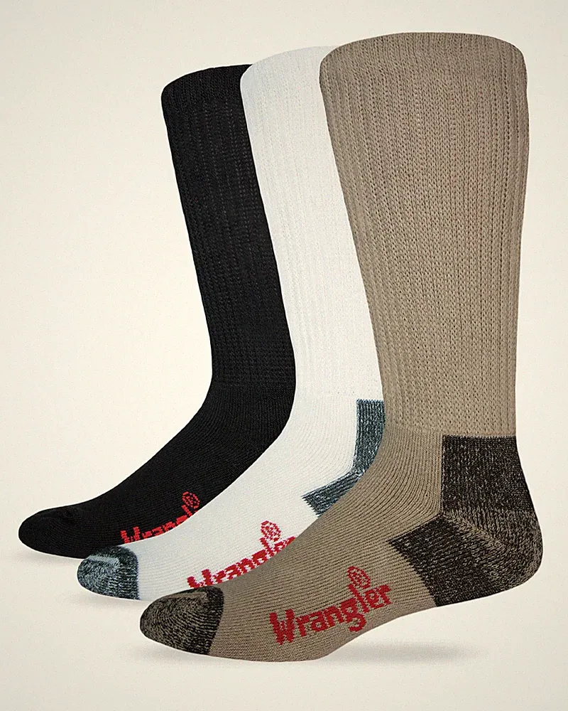 Wranglers Men's Cotton Non-Binding Mid Calf Boot Socks 2 Pair Pack