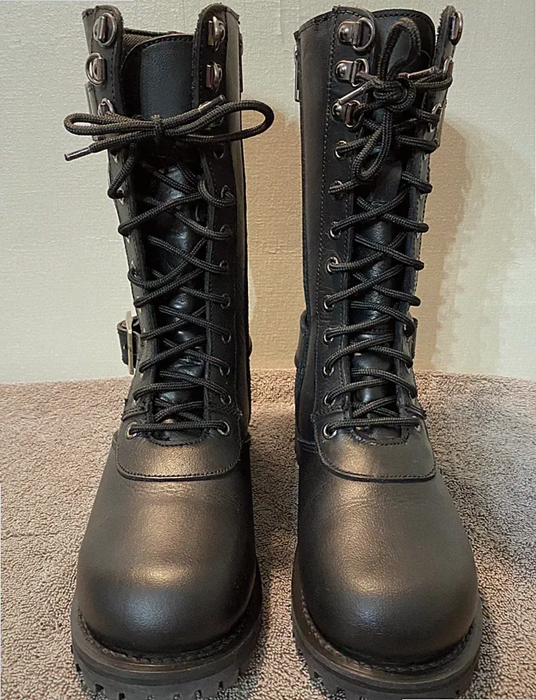 XELEMENT BLACK PERFORMANCE WOMEN'S LEATHER MOTORCYCLE BOOTS SIZE 6.5 X29409 ZIP