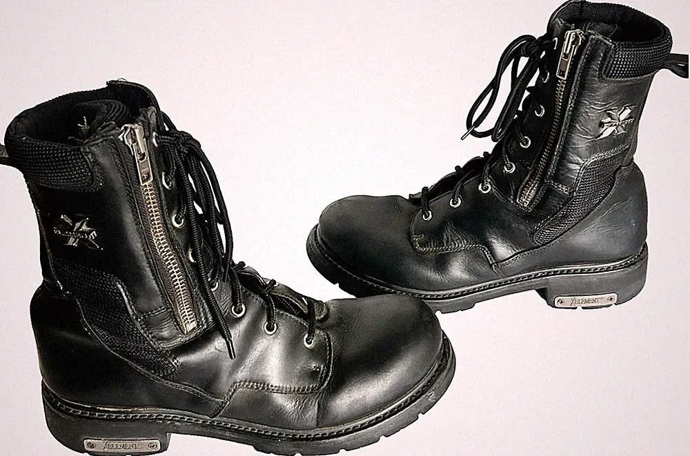 XElement Mens Sz 11 Mens Black Zip Up Leather Biker Motorcycle Military Boots