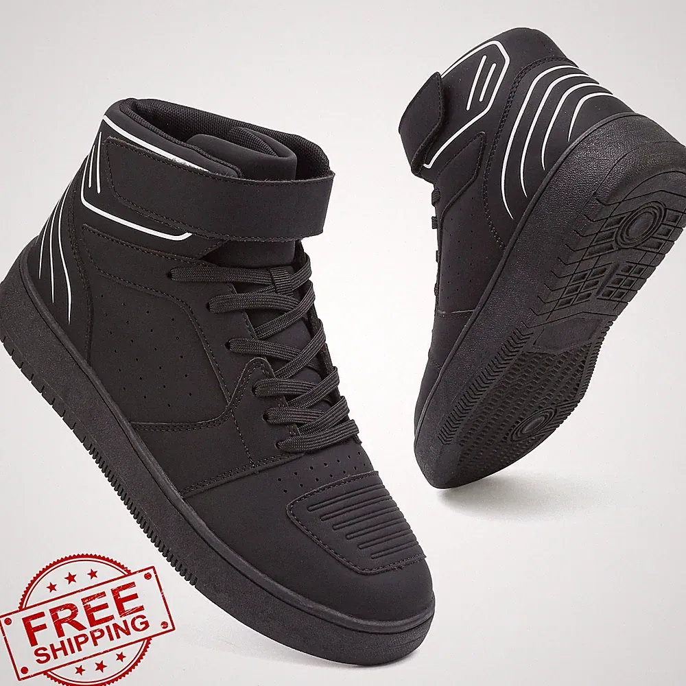 Ziitop Men's Motorcycle Boots High Top Lace Up Ankle Strap Riding Shoes