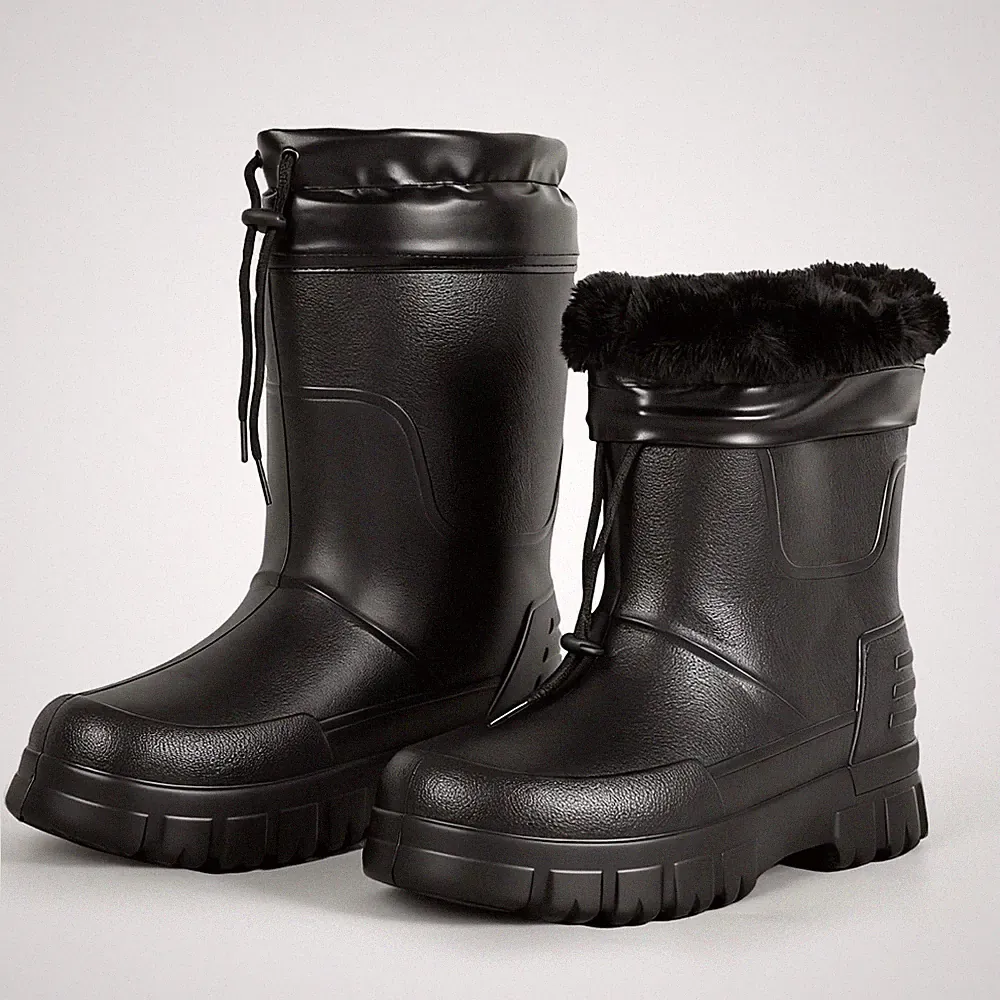 ZWBOYYP Winter Rain Boots for Men Women Tall Warm Waterproof 11 Wide, Black